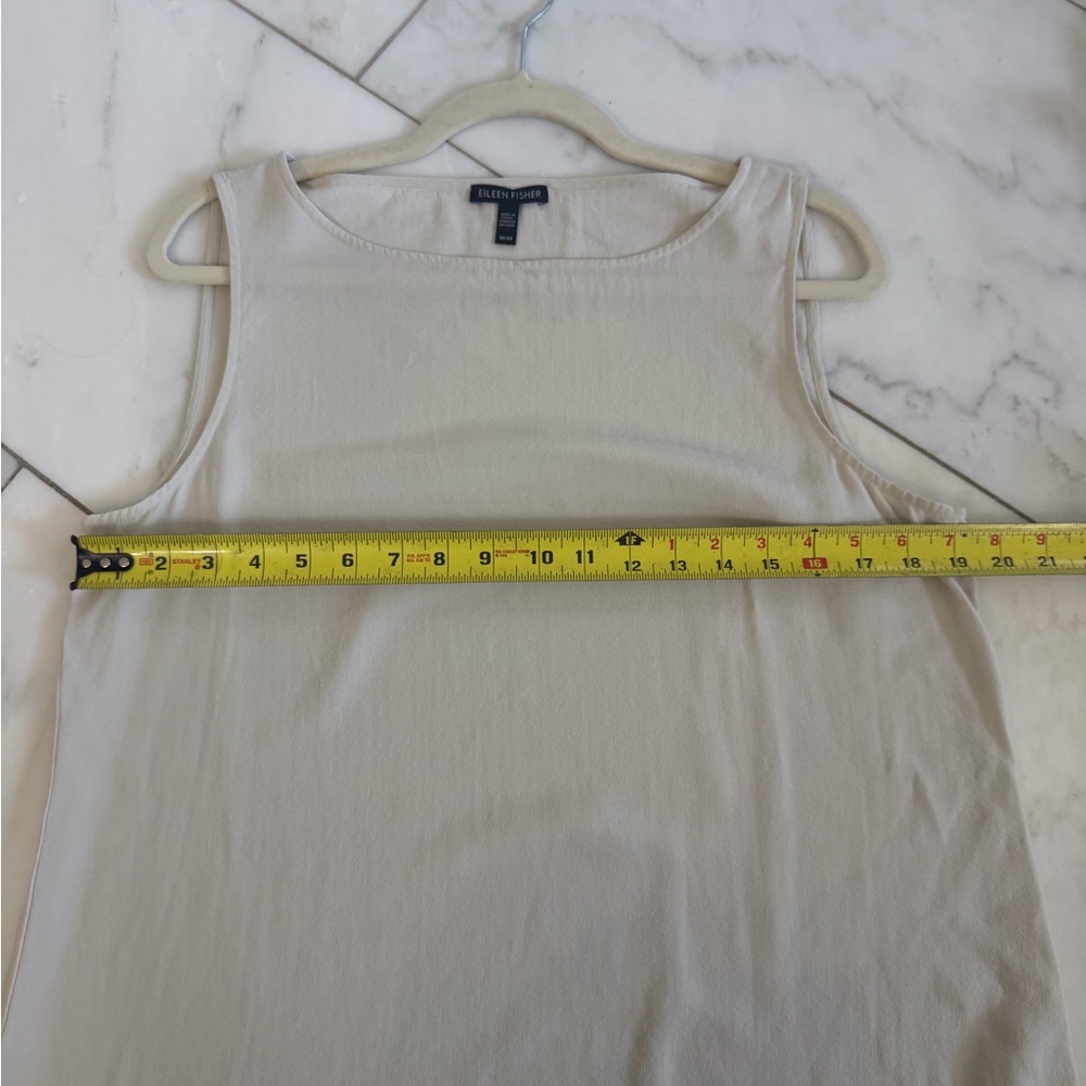 Eileen Fisher Women’s Medium Off-White Cream 100% Silk Sleeveless Hi Lo Blouse - Picture 6 of 6